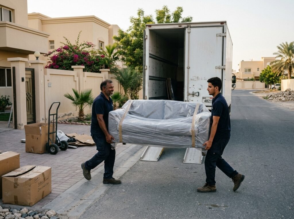 Packers wrapping furniture in Abu Dhabi